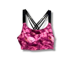 MPG Floral Sports Bra‎ Size Small Pink Strappy Back Activewear Stretch